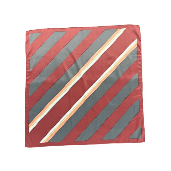 Vtg Totes Rain Scarf Water-Repellent Square 27" Red & Gray Striped Polyester Jap - Picture 1 of 5